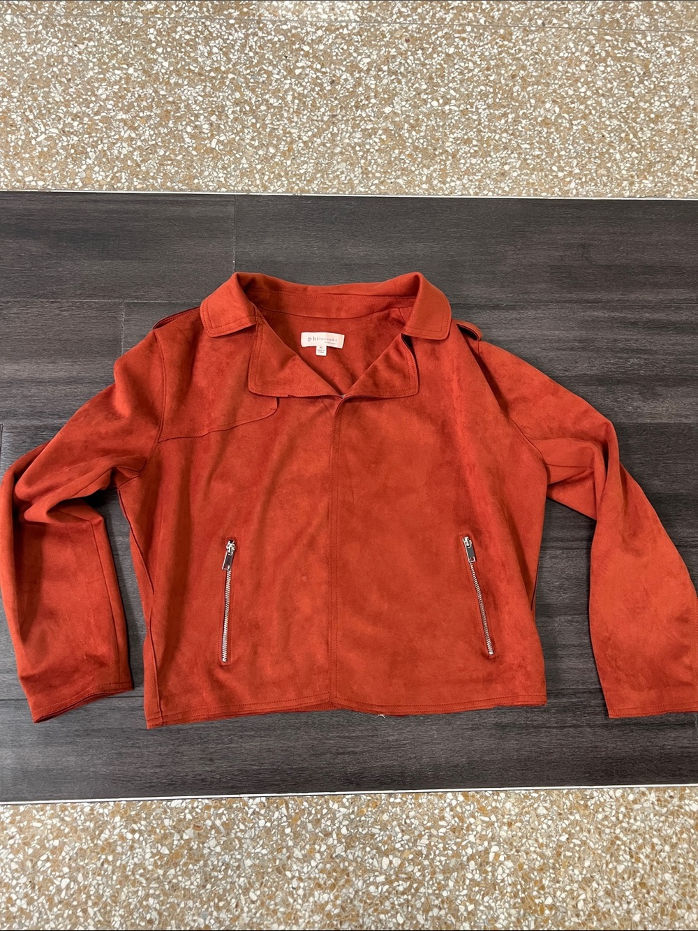 Philosophy Rust Suede Moto Jacket